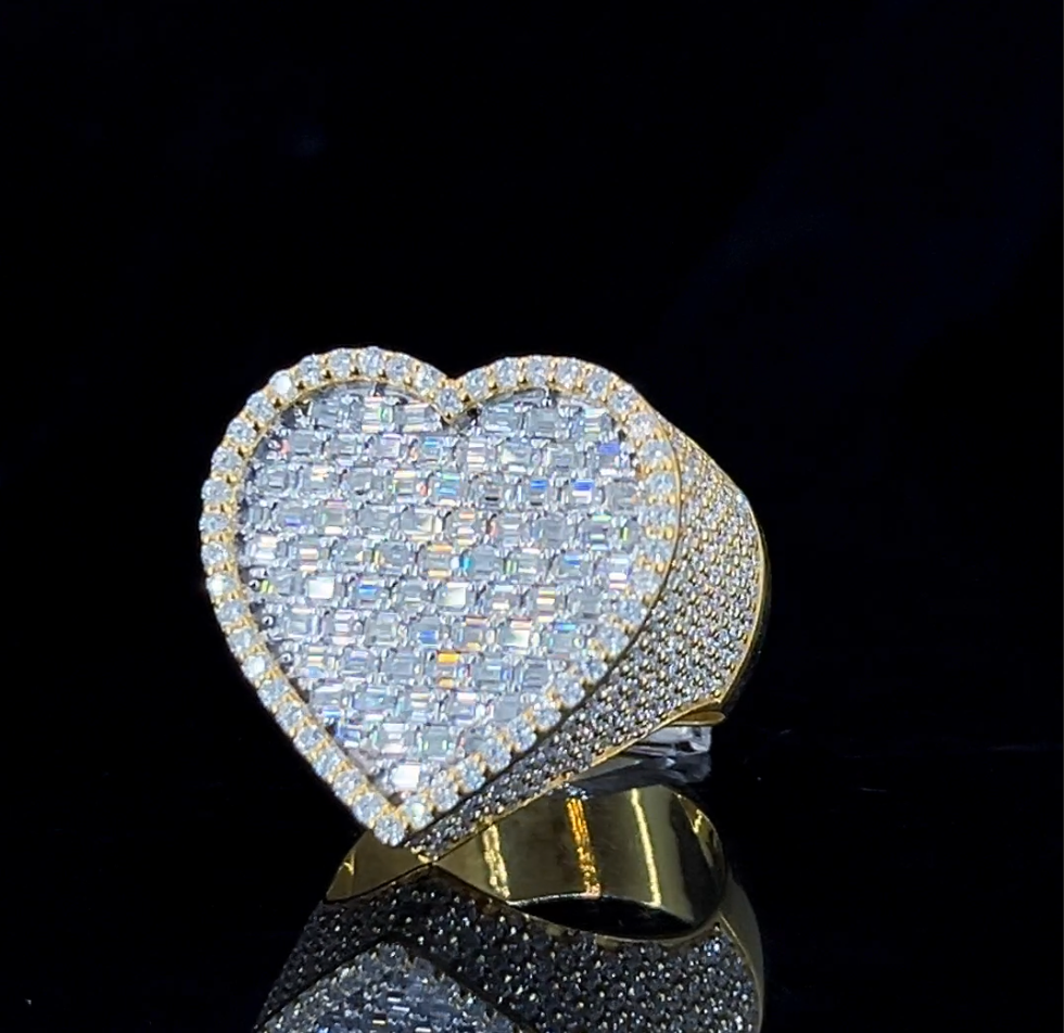 Moissanite Heart Ring (w Emerald Accents)