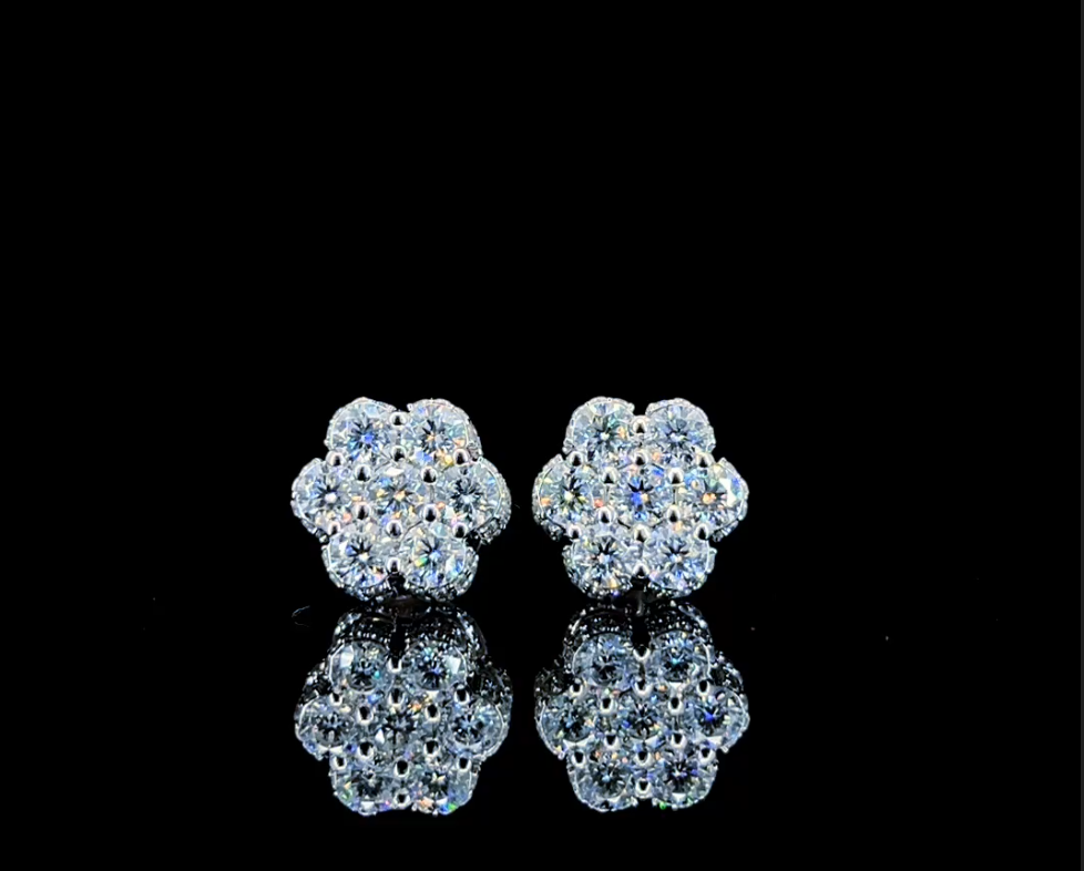 Moissanite Flower Earrings