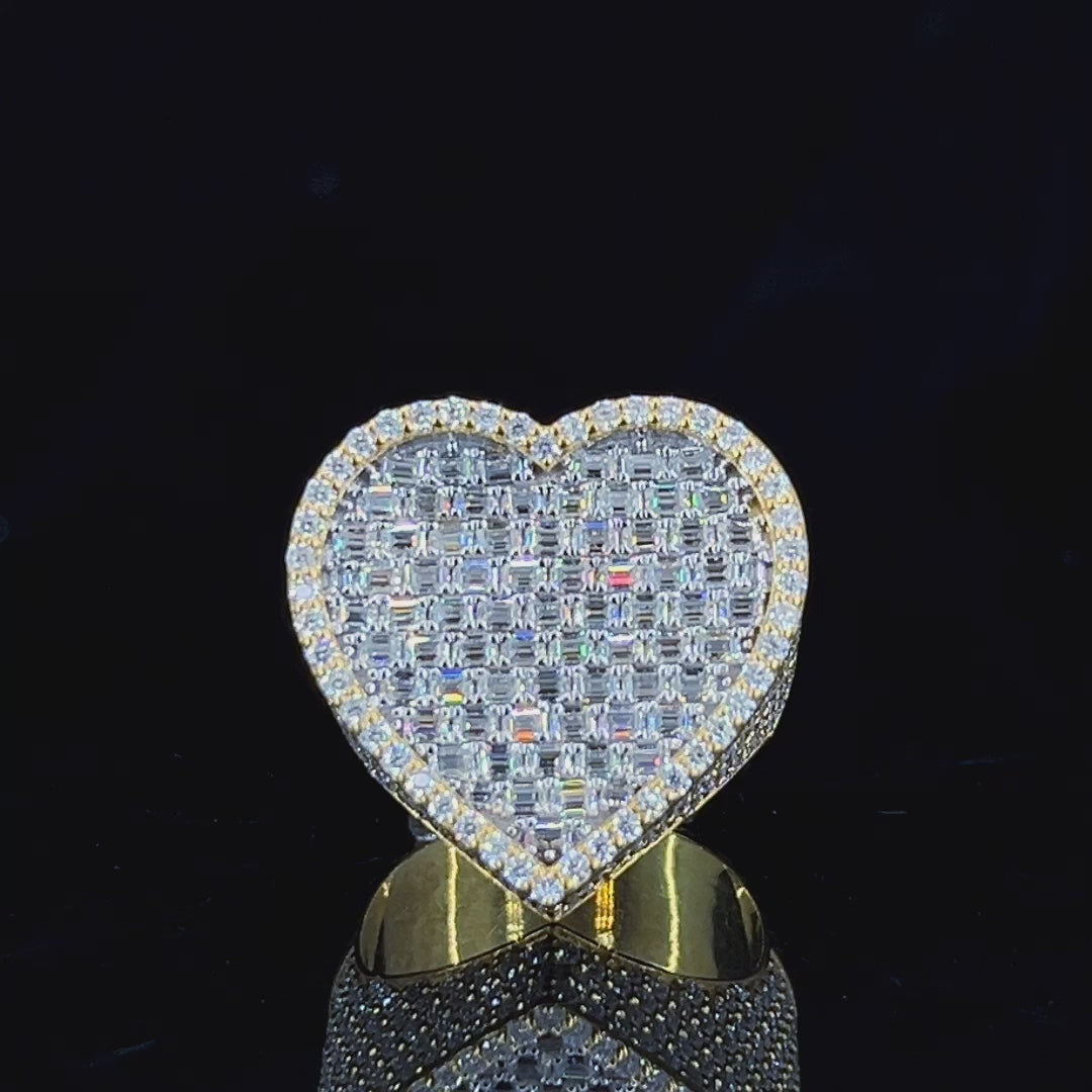 Moissanite Heart Ring (w Emerald Accents)